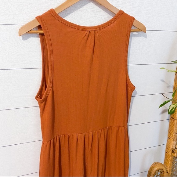 NWT Anthropologie Marina Tiered Wide-Leg Jumpsuit Orange Rust Small - Picture 9 of 13